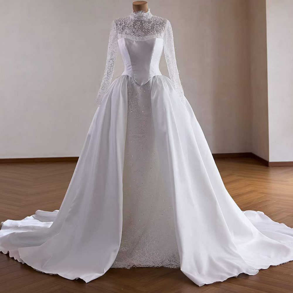 Embroidery Organza - Customized Turtle Bridal Wedding Dress With