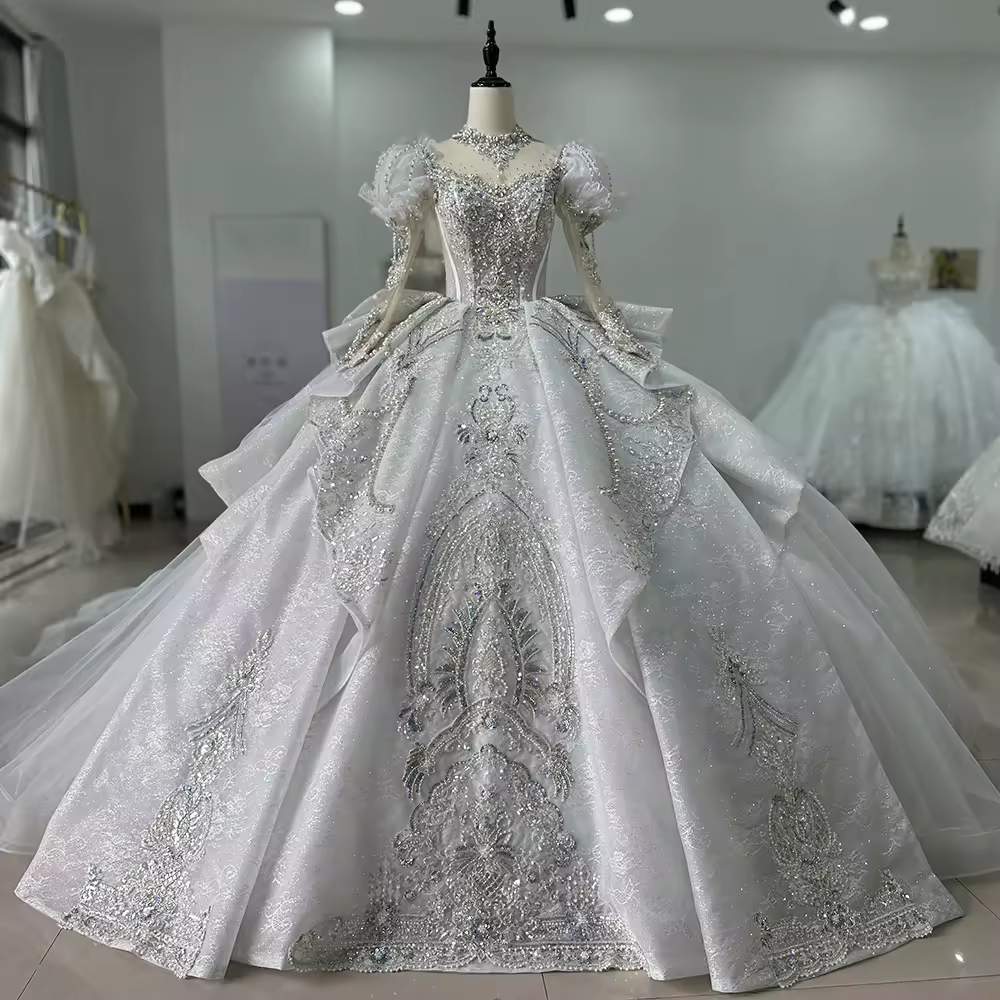 Embroidery Organza - Hochzeitskleid Damen Long Sleeve Sweetheart Wedding