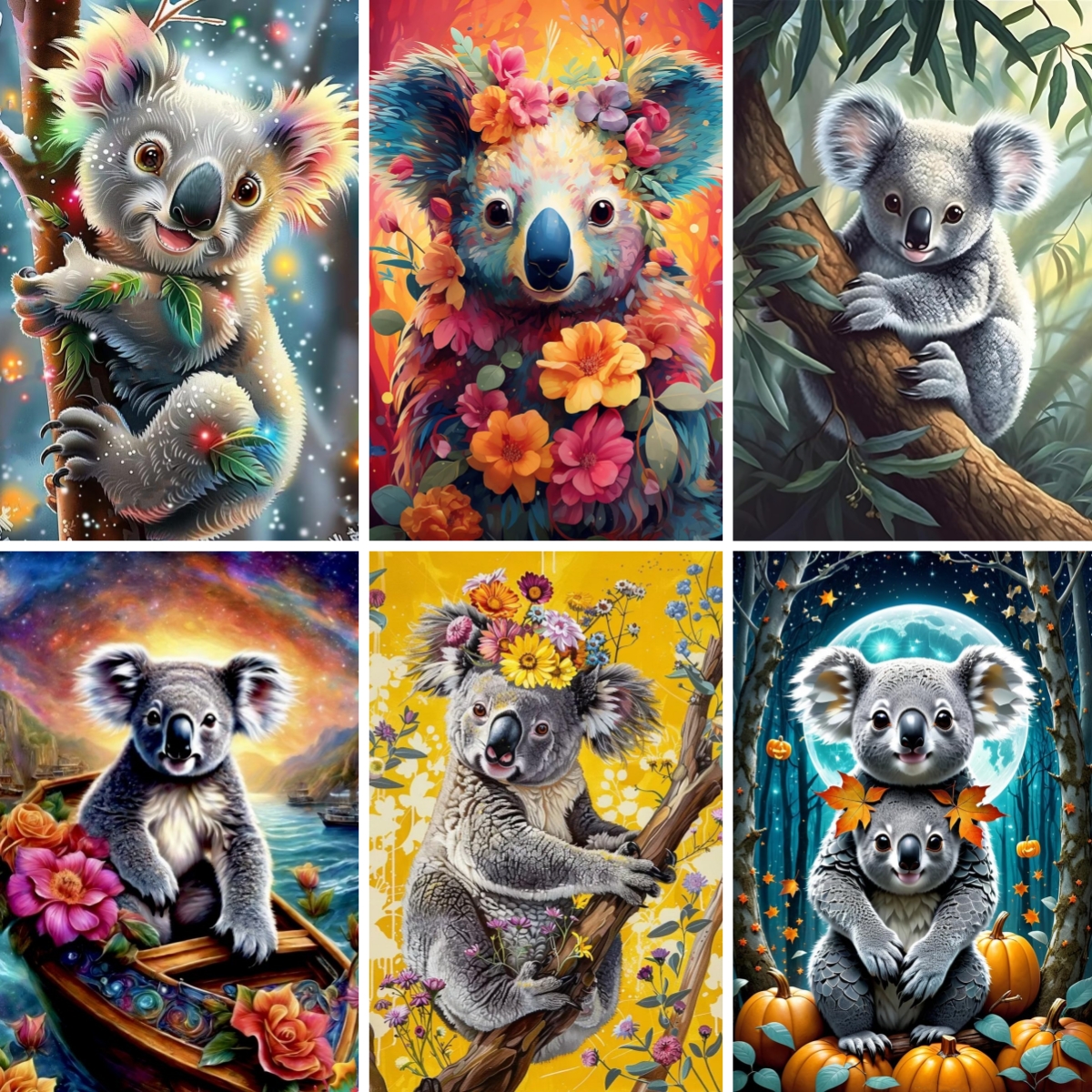 Embroidery Lovers - Koala Animal with Flower Art Adults