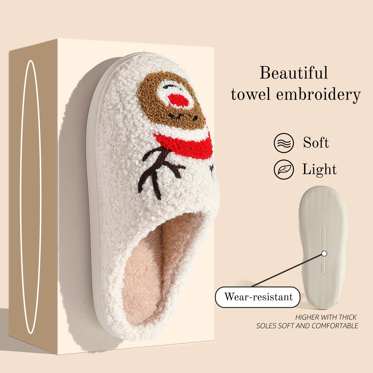 Embroidery Free Pattern - Christmas Women Warm Fashion Slippers Men