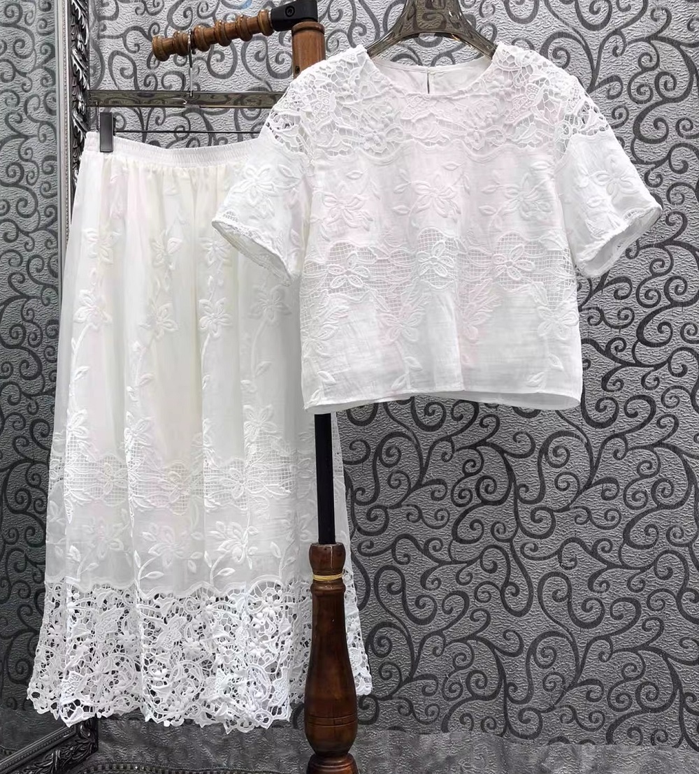 Embroidery Blouse - 2026 Summer Fashion Skirt Suits High