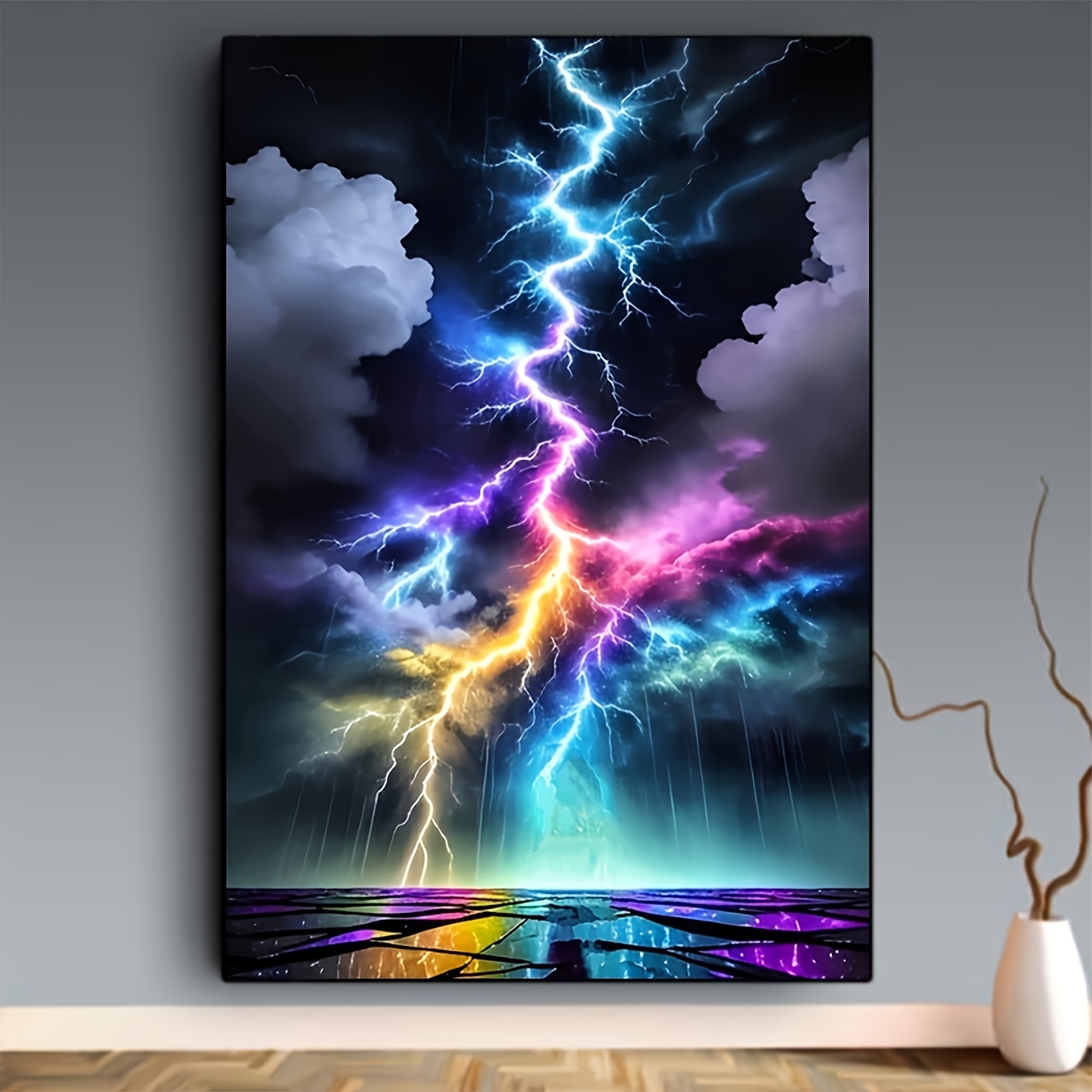 Embroidery Free Pattern - DIY Diamond Painting Colorful Lightning Pattern