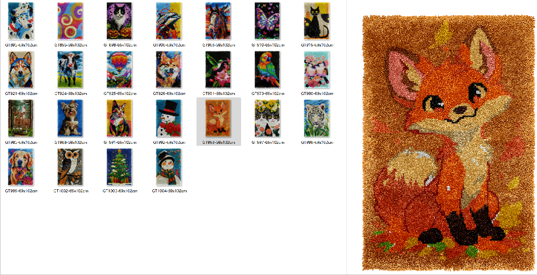 Embroidery Cross Stitch Patterns - Latch hook rug kits with Pre-Printed