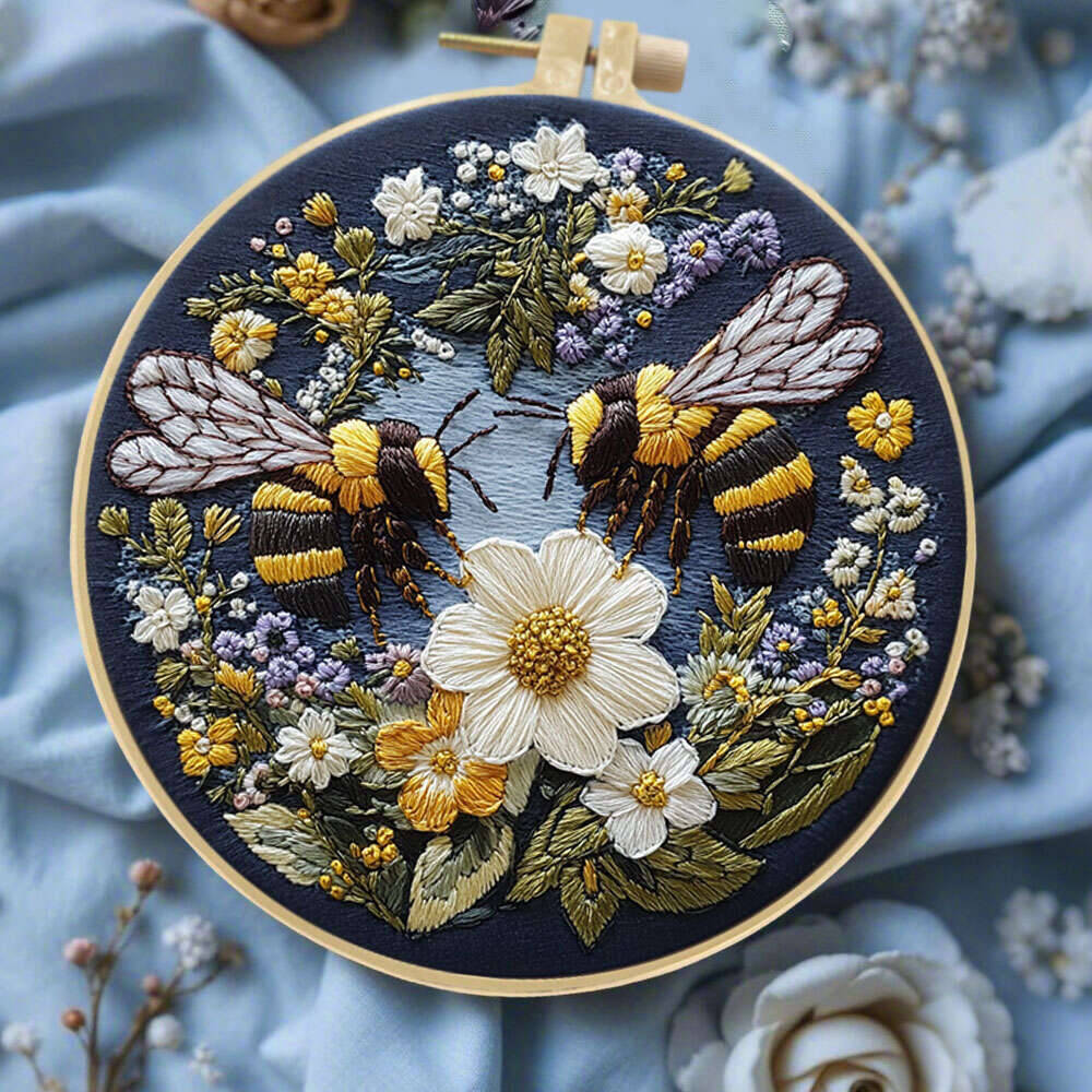 Embroidery Whale - 1Pc Bees Flower Embroidery Kit With