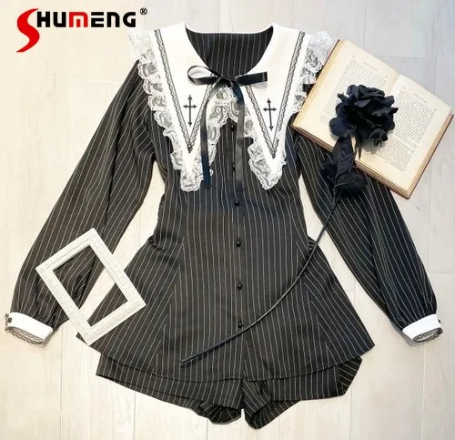 Embroidery Blouse - Embroidered Black Suit Mass-Produced Japanese Rojita