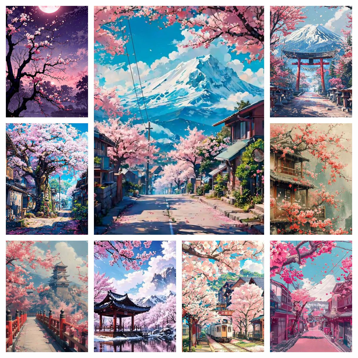 Embroidery Handicraft - 1PC frameless Japanese Cherry Blossom 5D
