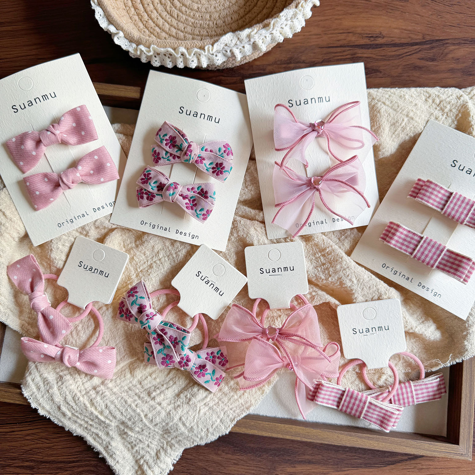 2pc Pink Embroidery Bow Baby H - Embroidery Organza 评论和价格