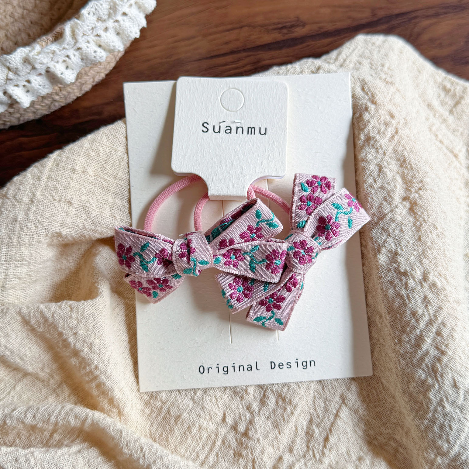 2pc Pink Embroidery Bow Baby H - Embroidery Organza 评论和价格