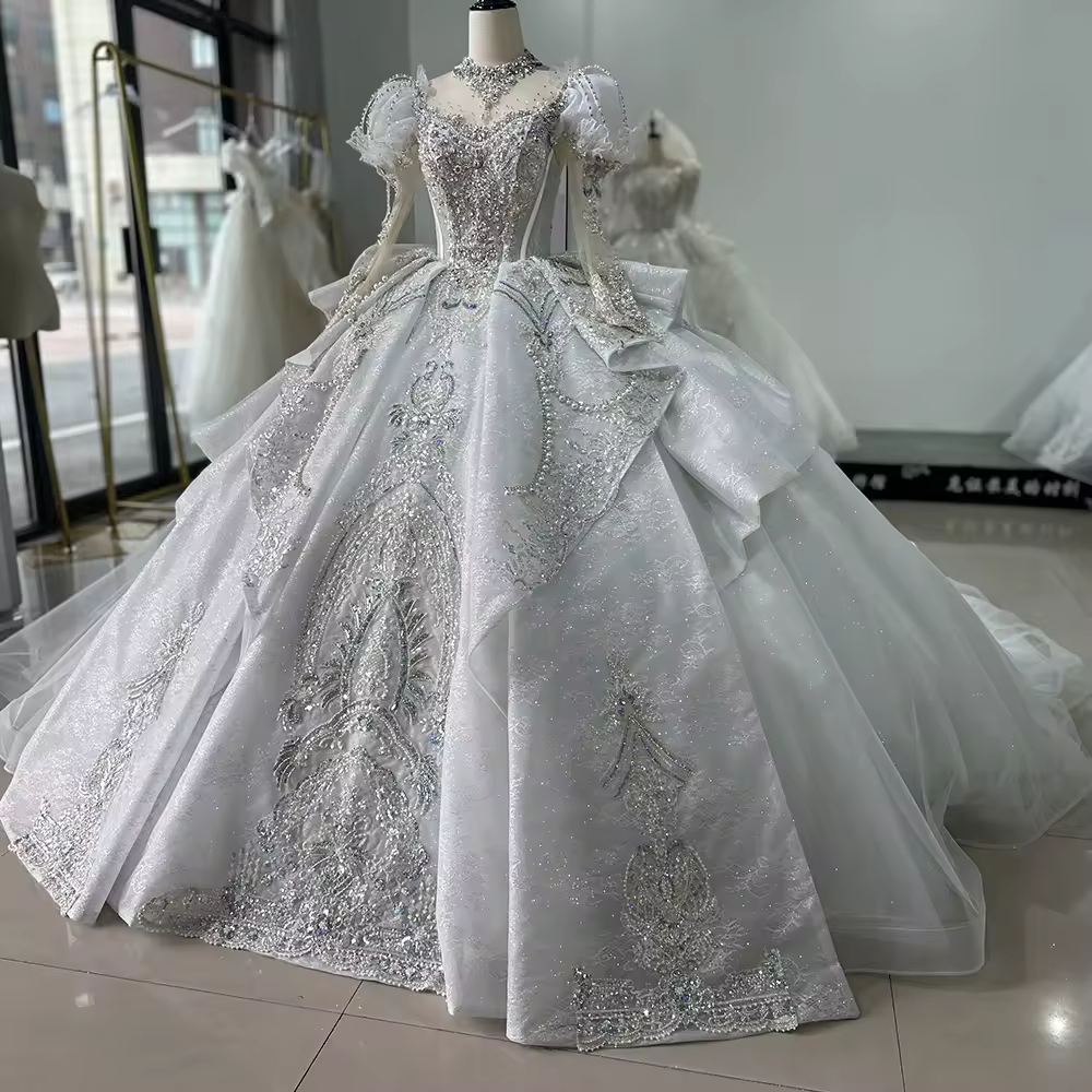 Hochzeitskleid Damen Long Slee - Embroidery Organza 评论和价格
