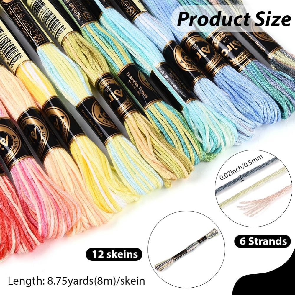 12 Skeins 105 Yards 6 Ply Vari - Embroidery Thread 评论和价格