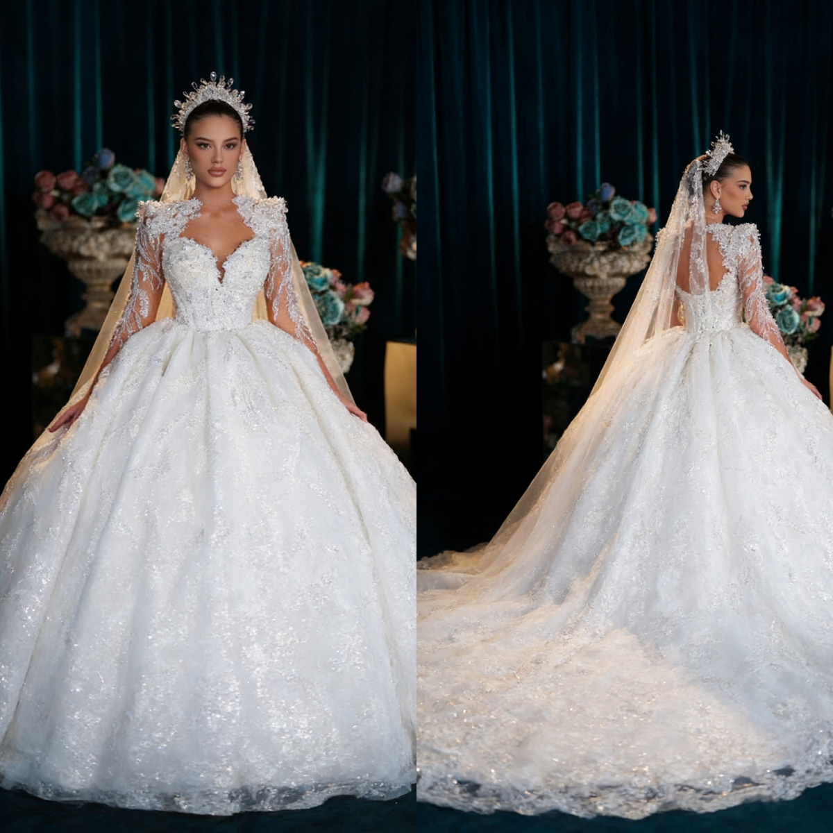 Custom White Elegant Princess  - Embroidery Organza 评论和价格