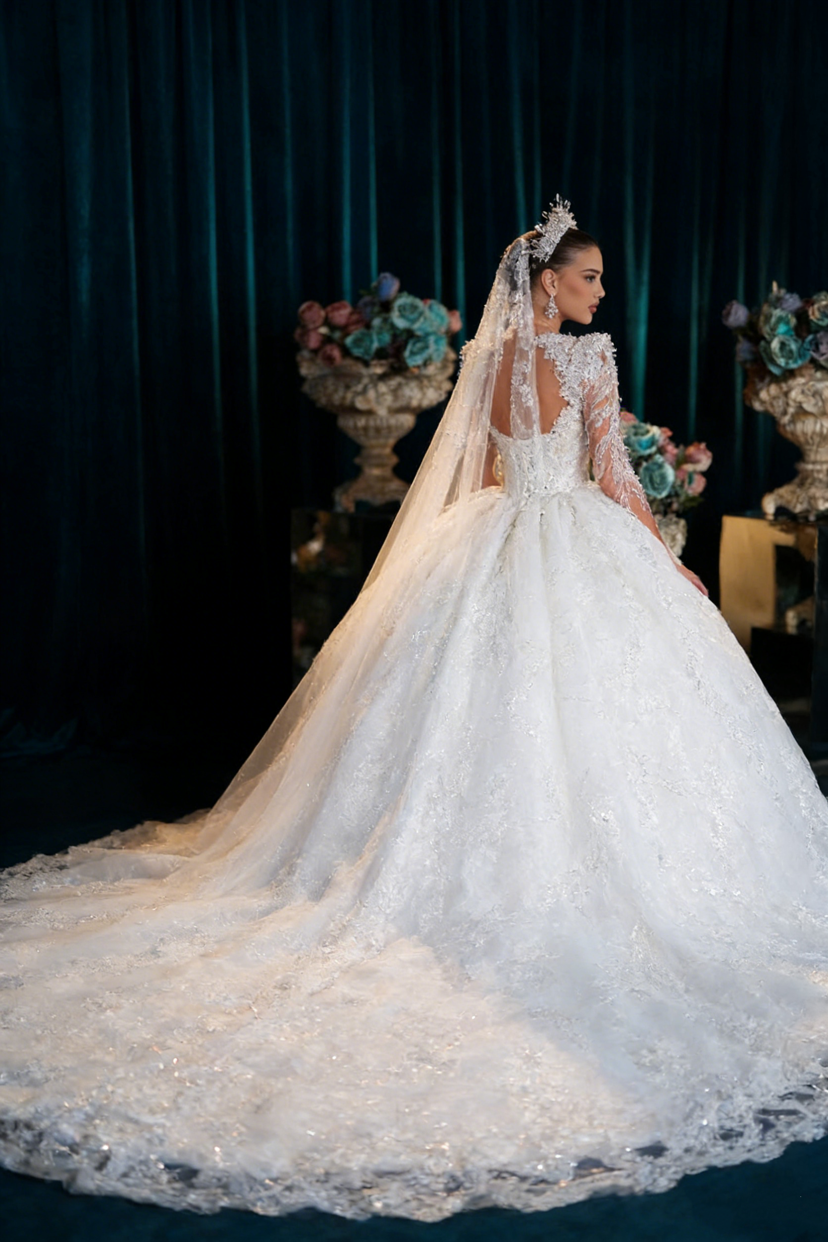 Custom White Elegant Princess  - Embroidery Organza 评论和价格