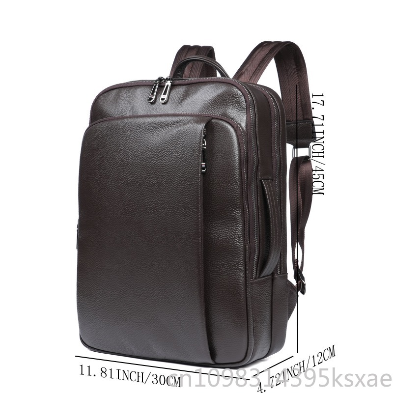 Men's Top Grain Leather Backpa - Embroidery Thread 评论和价格