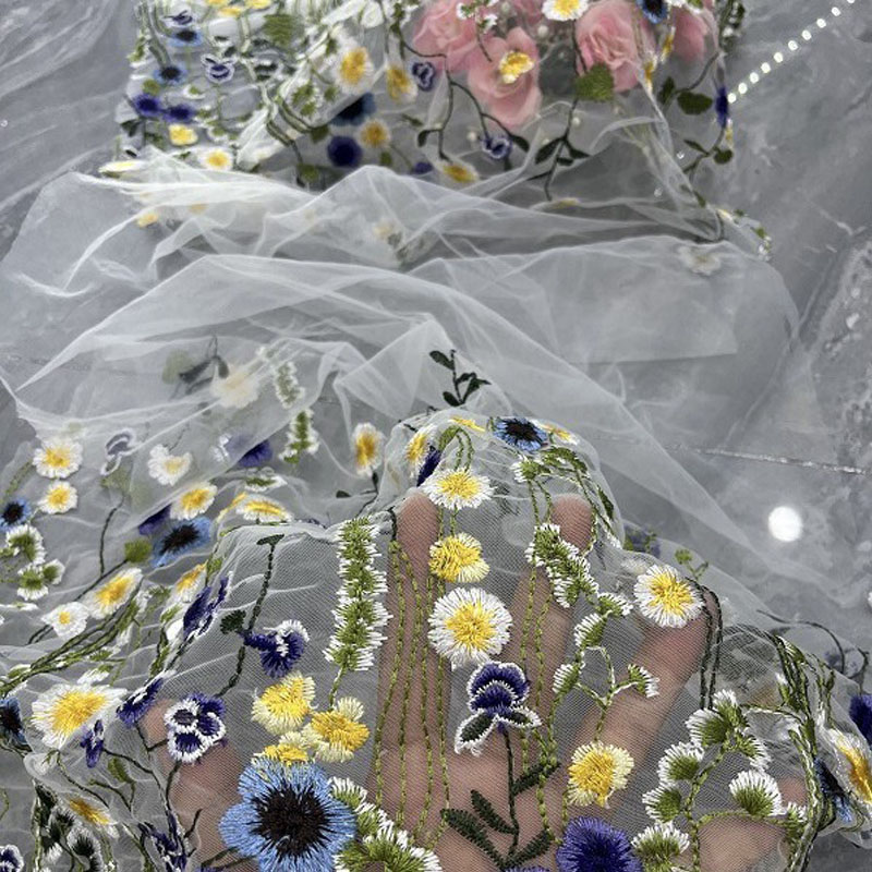 Floral Embroidered Mesh Fabric - Embroidery Organza 评论和价格