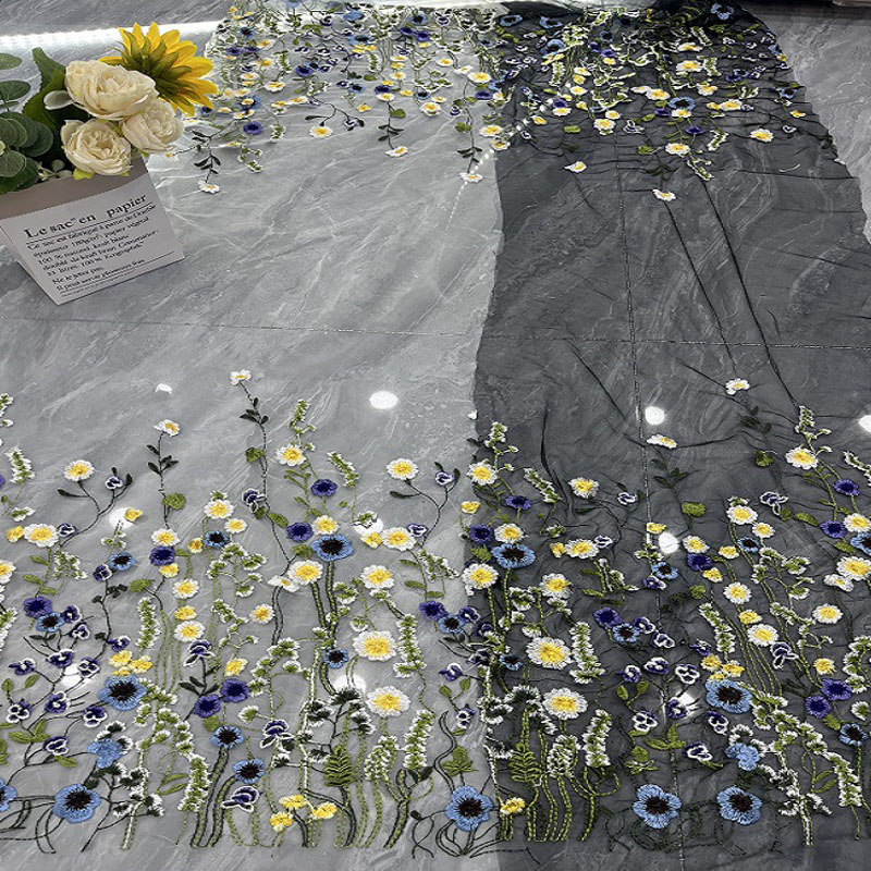 Floral Embroidered Mesh Fabric - Embroidery Organza 评论和价格