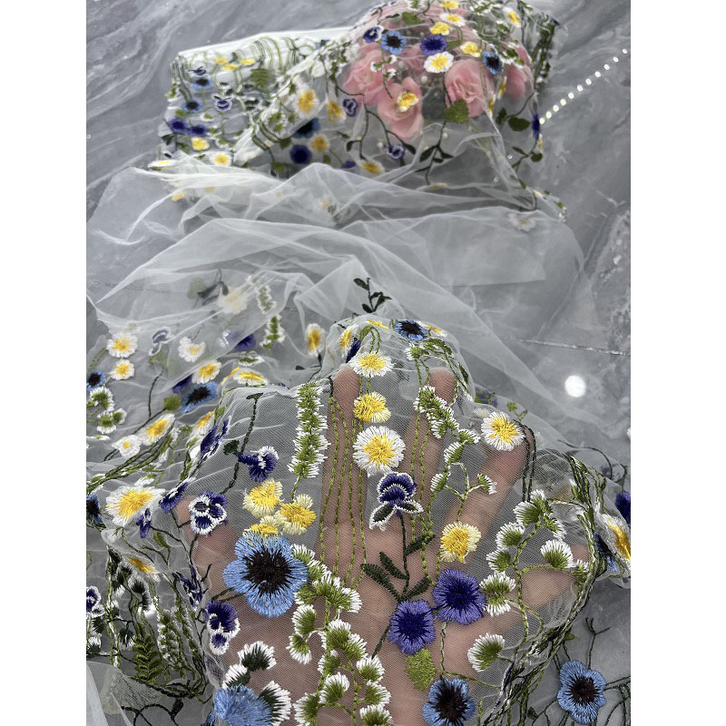 Floral Embroidered Mesh Fabric - Embroidery Organza 评论和价格