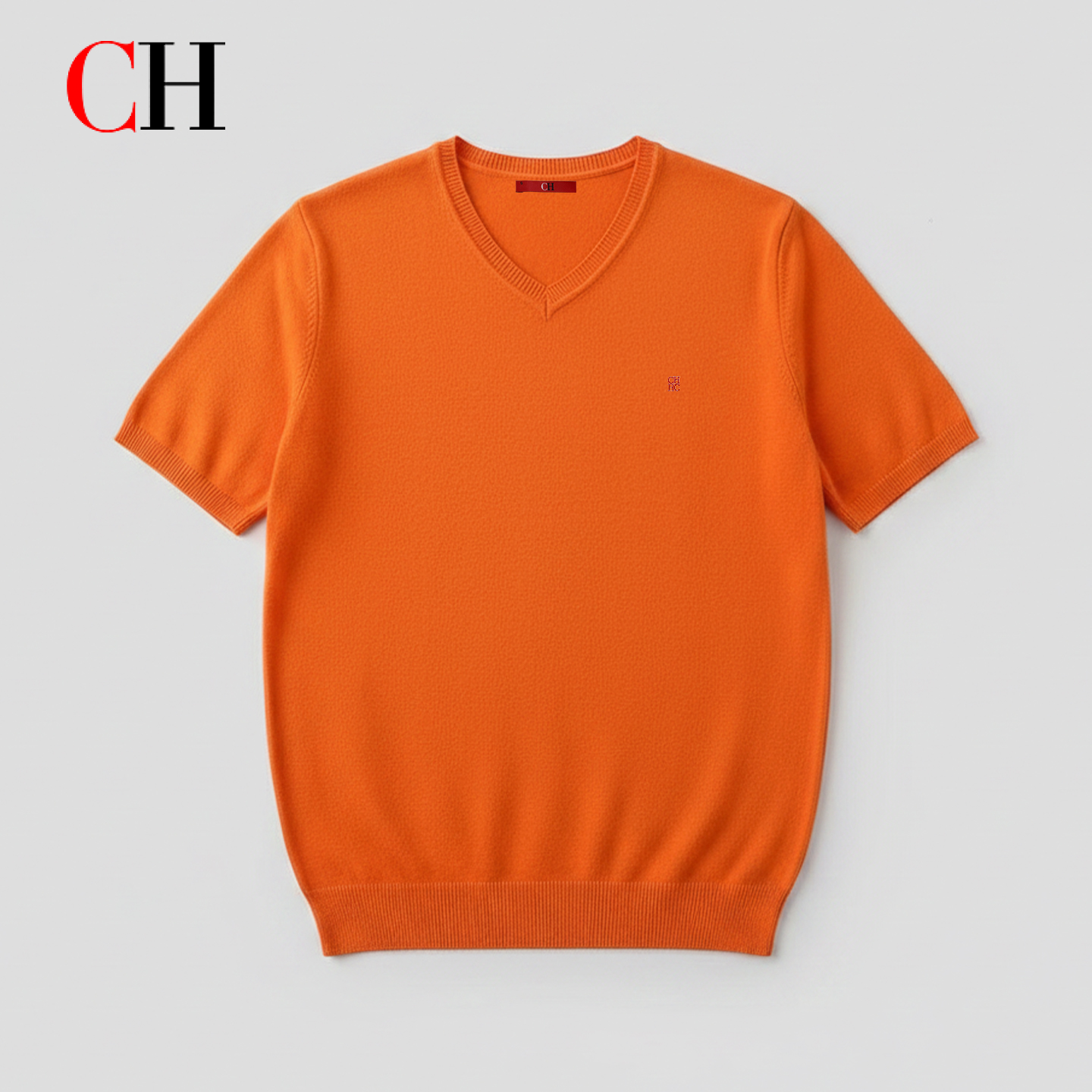 CH Men V Neck Short Sleeve Kni - Embroidery Men Shirt 评论和价格