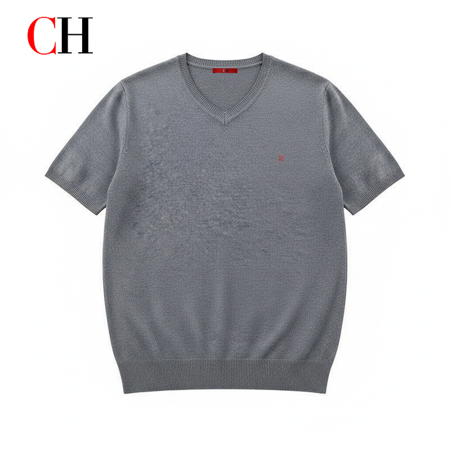 CH Men V Neck Short Sleeve Kni - Embroidery Men Shirt 评论和价格