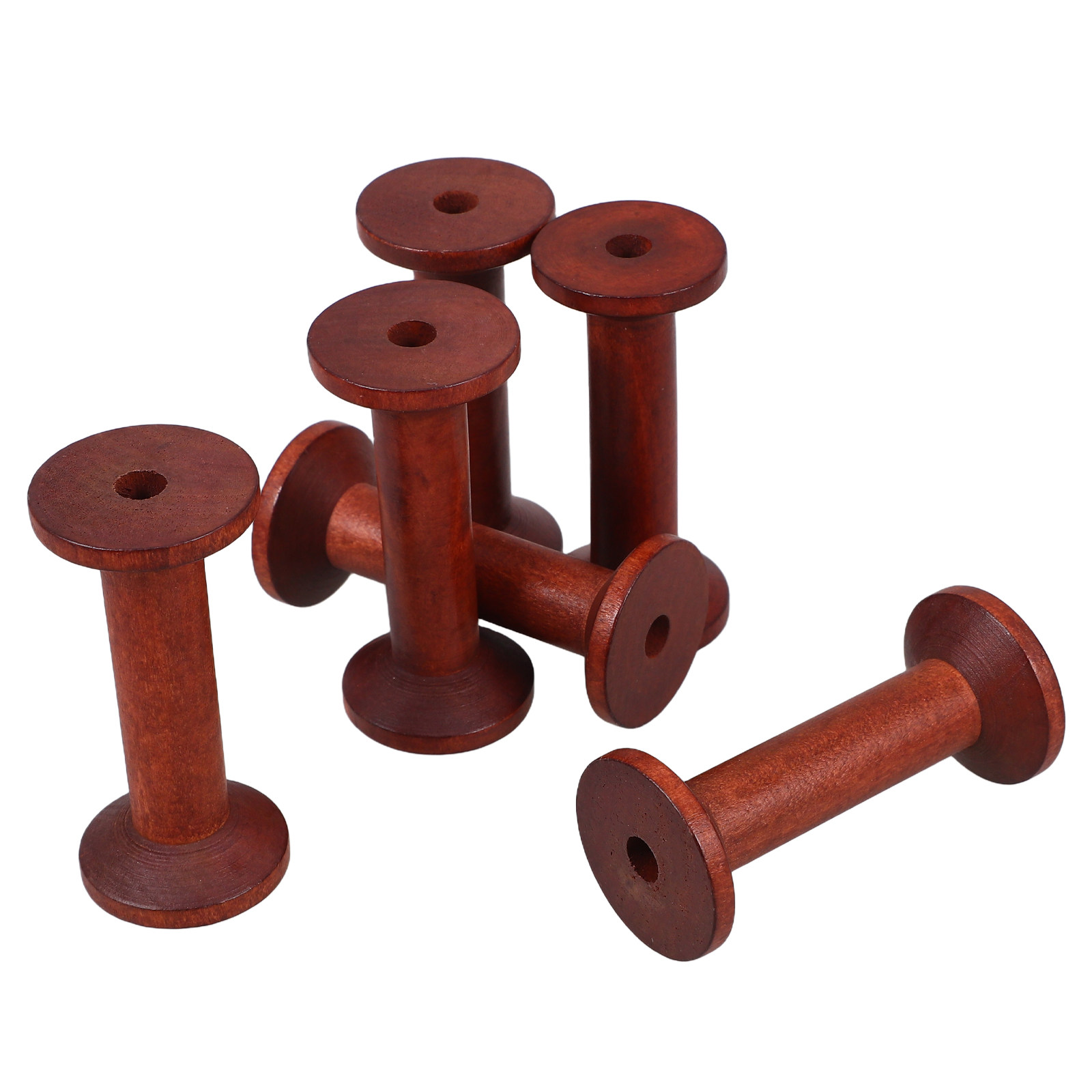 6Pcs Smooth Wood Thread Spools - Embroidery Thread 评论和价格