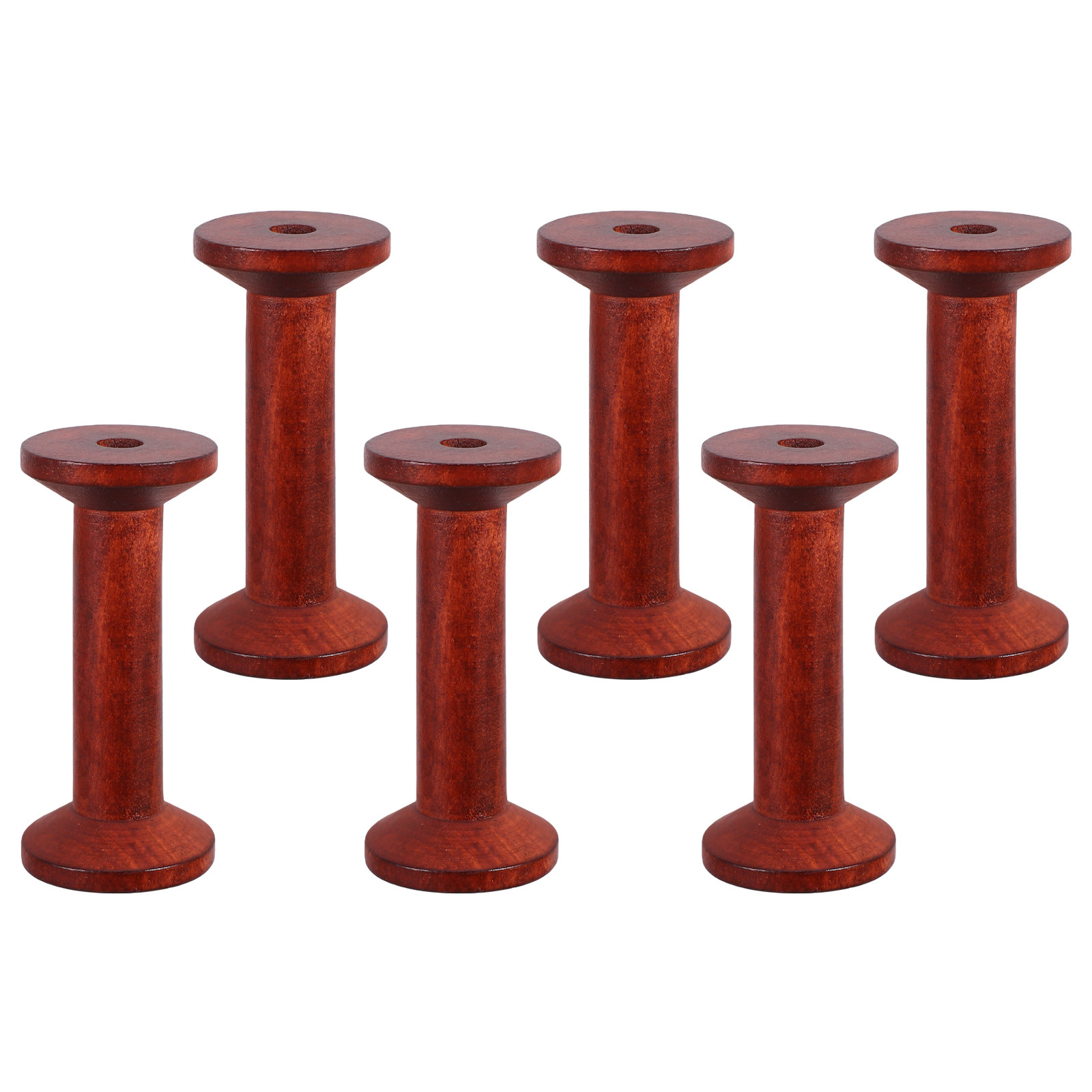 6Pcs Smooth Wood Thread Spools - Embroidery Thread 评论和价格