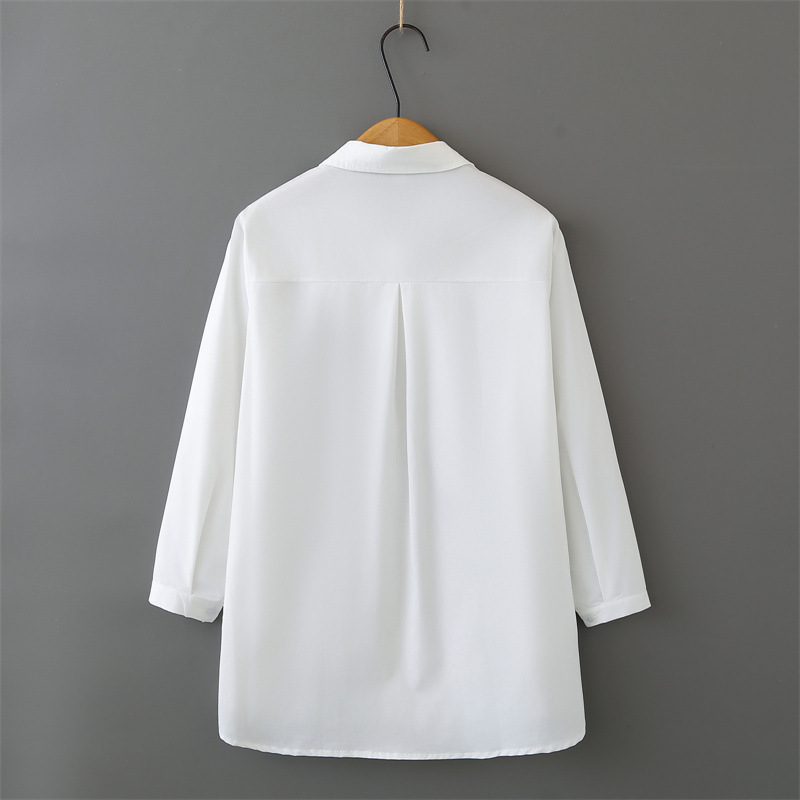 Women Plus Size Long Sleeve Co - Embroidery Cotton Shirt 评论和价格