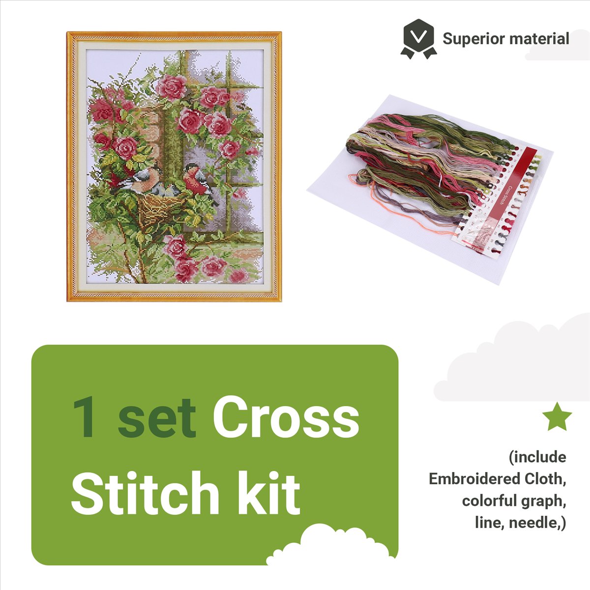 DIY Handmade Needlework Set Em - Embroidery Free Pattern 评论和价格