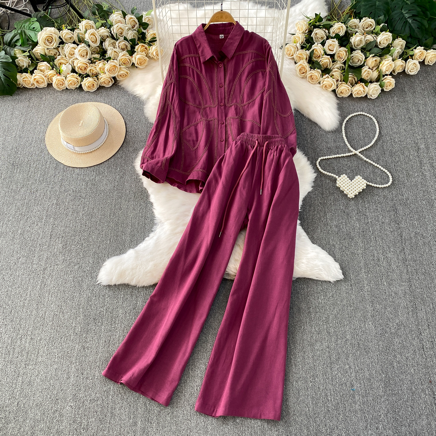 Autumn French Women's Matching - Embroidery Men Shirt 评论和价格