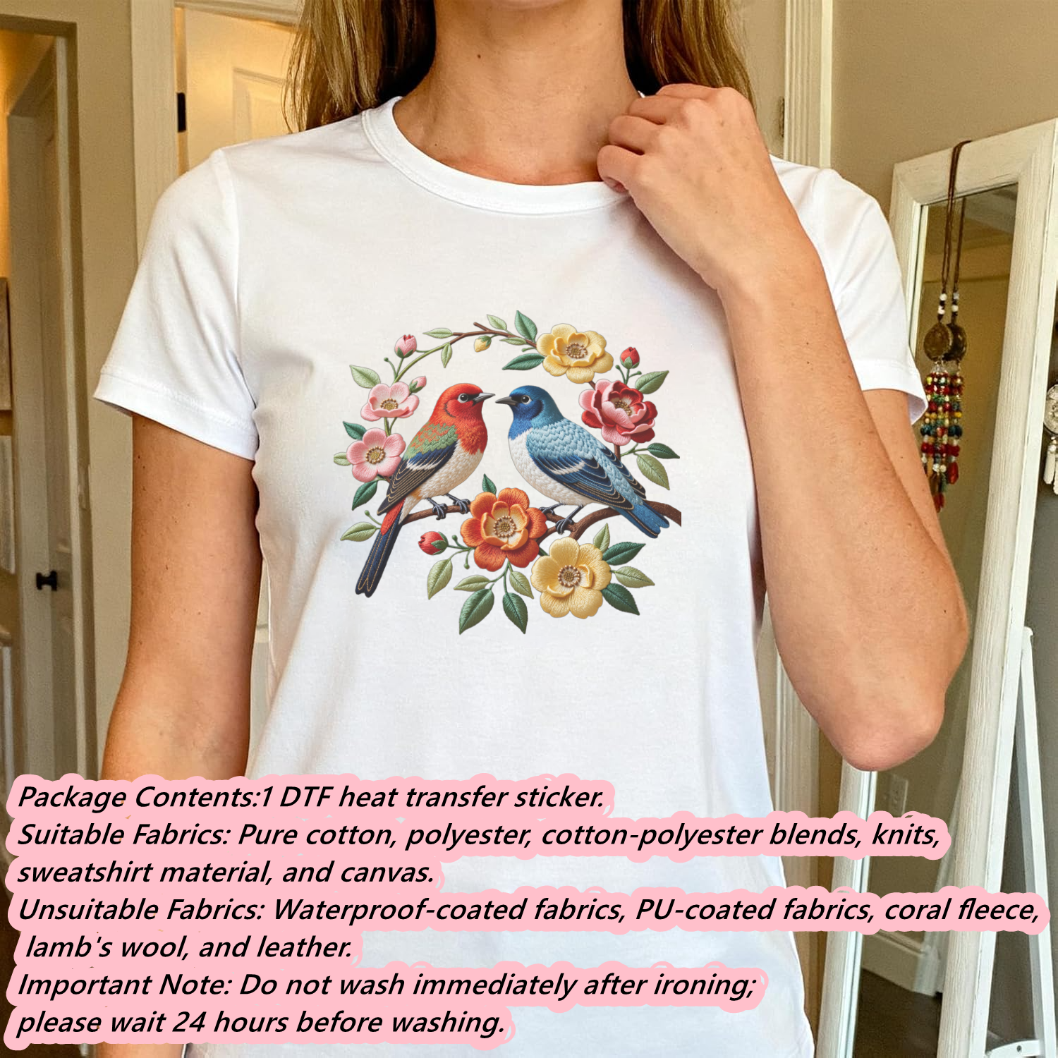 1 Piece of Bird Pattern Clothi - Embroidery Free Pattern 评论和价格