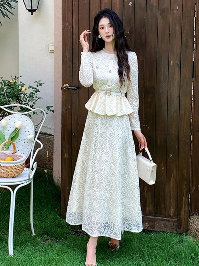 Formal Luxury Evening Lace Two - Embroidery Blouse 评论和价格