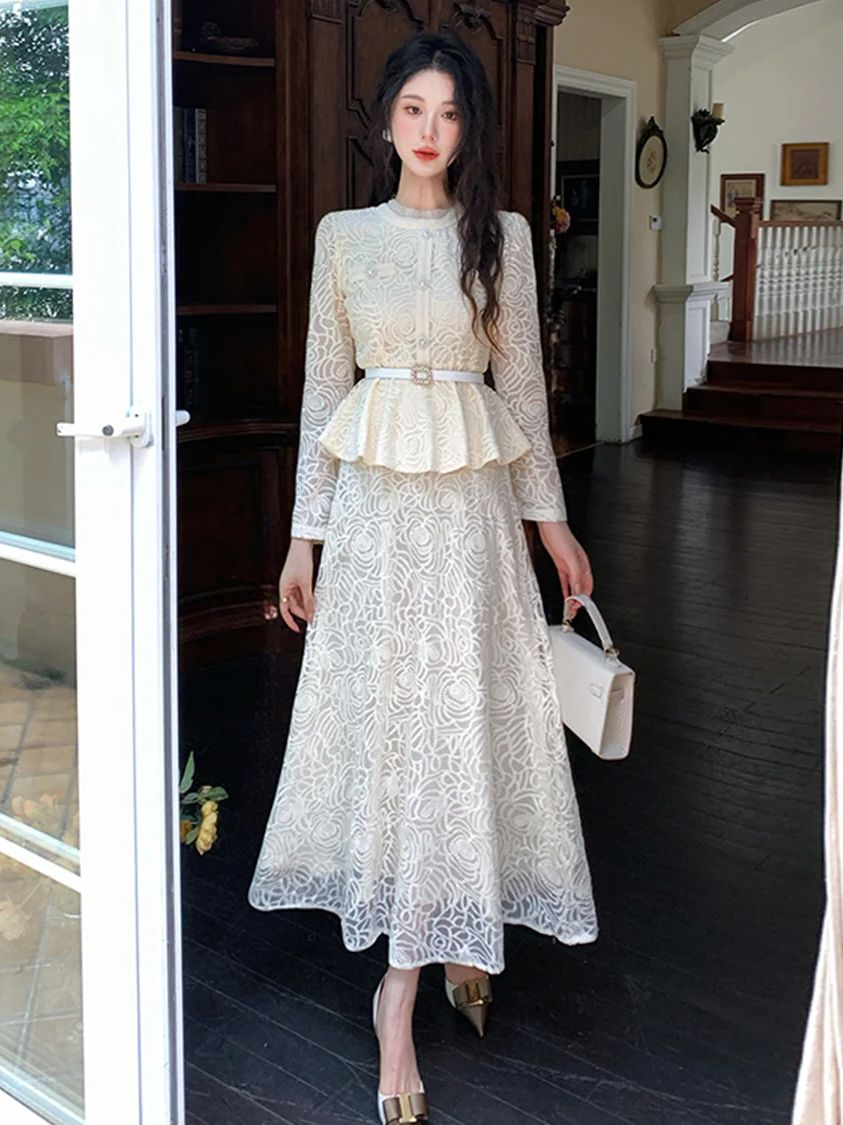 Formal Luxury Evening Lace Two - Embroidery Blouse 评论和价格