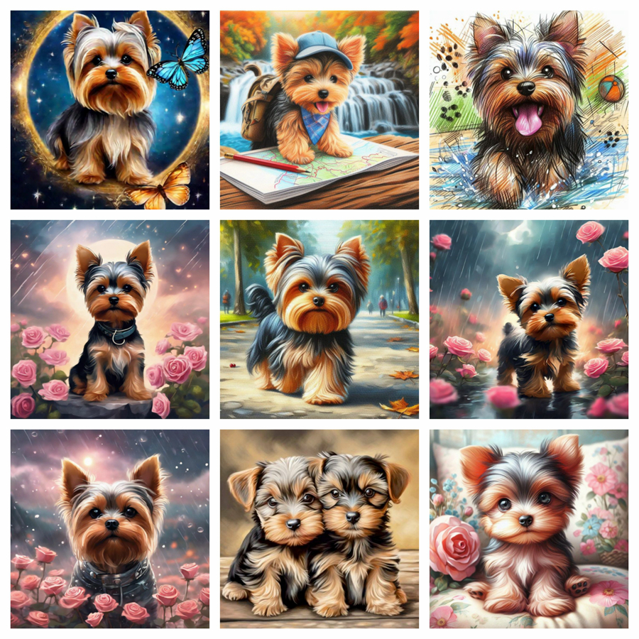 Yorkshire Terrier Dog 5D DIY D - Embroidery Handicraft 评论和价格