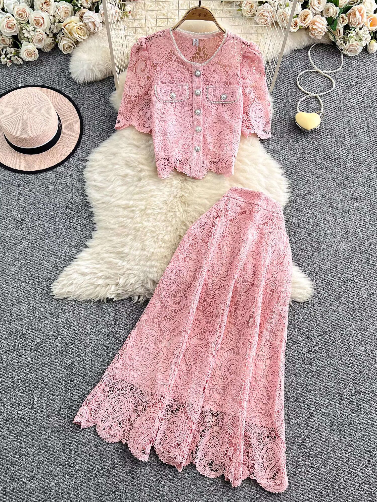 Elegant Pearl Long Dress Suits - Embroidery Blouse 评论和价格