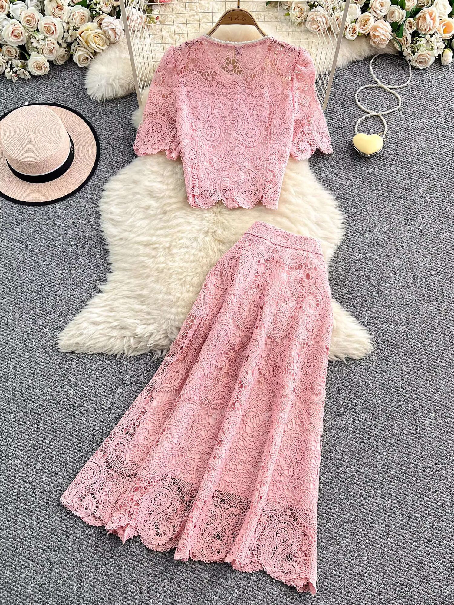 Elegant Pearl Long Dress Suits - Embroidery Blouse 评论和价格