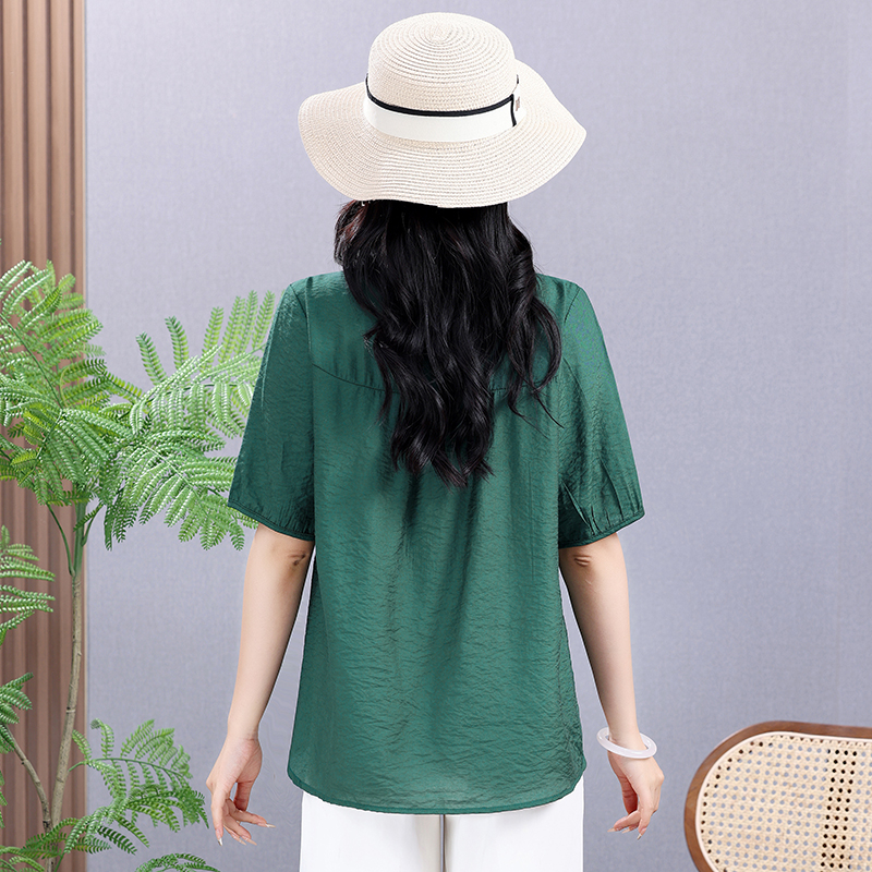 Summer Elastic Tee Shirt Solid - Embroidery Cotton Shirt 评论和价格