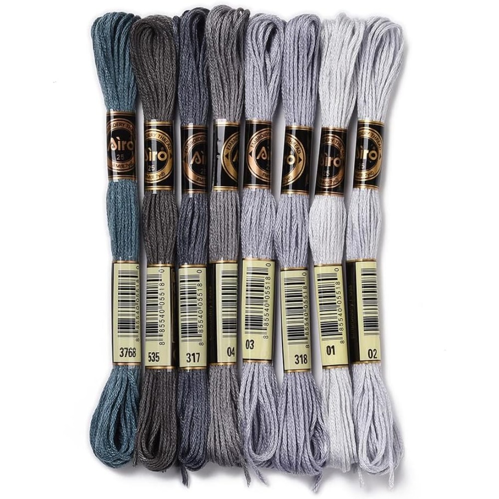 8 Skeins 70 Yards Grey Friends - Embroidery Handicraft 评论和价格