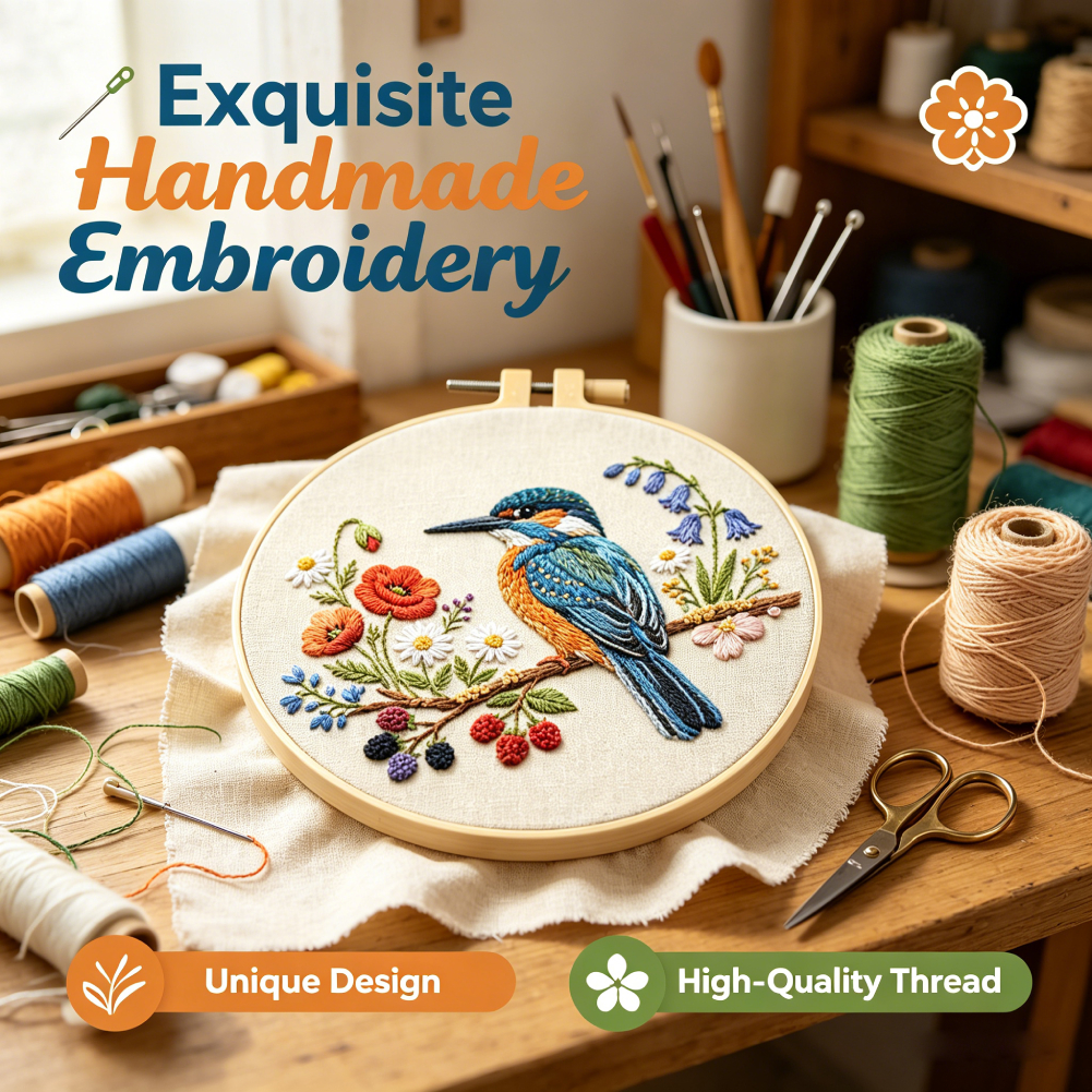 30x30cm Bird Flower Embroidery - Embroidery Whale 评论和价格