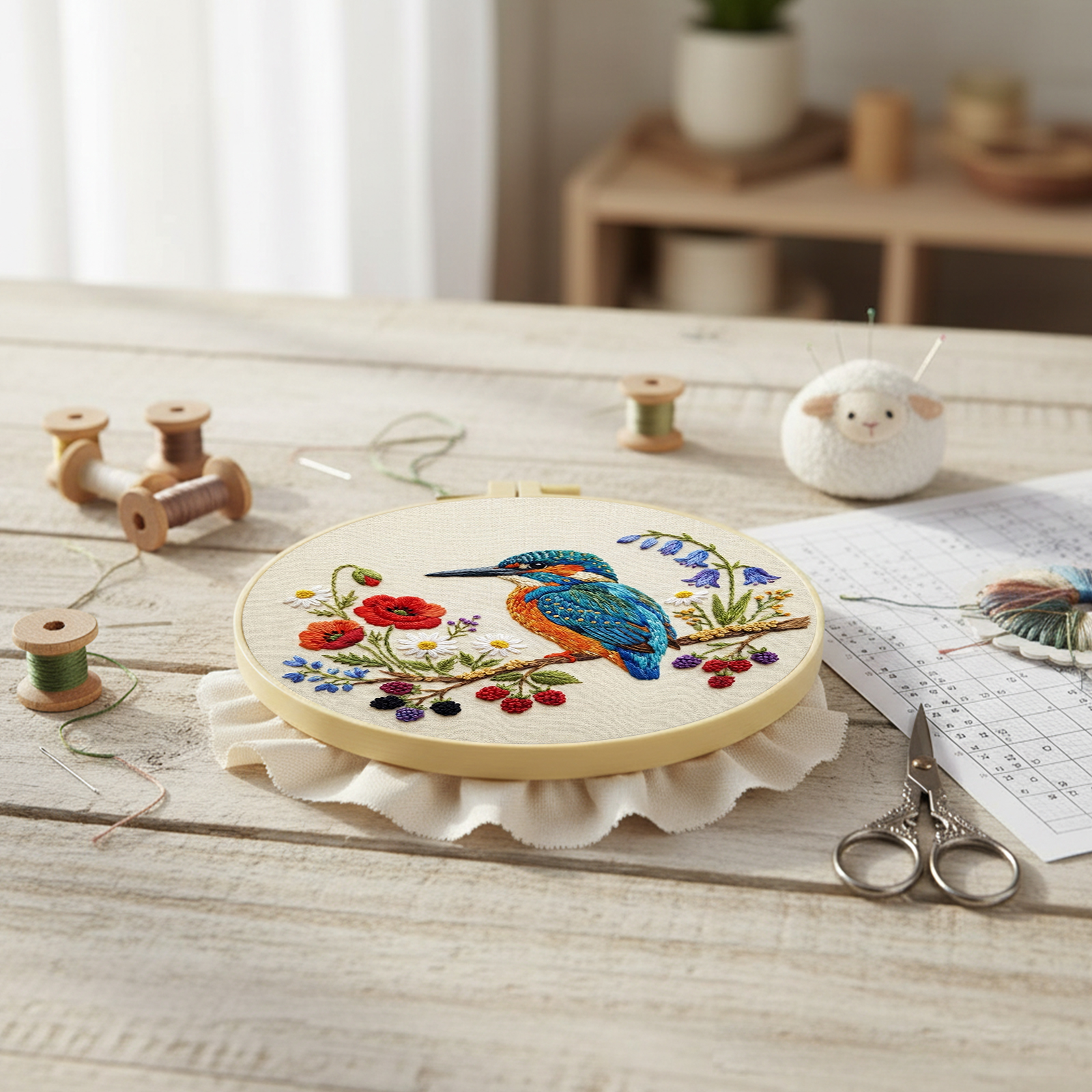 30x30cm Bird Flower Embroidery - Embroidery Whale 评论和价格