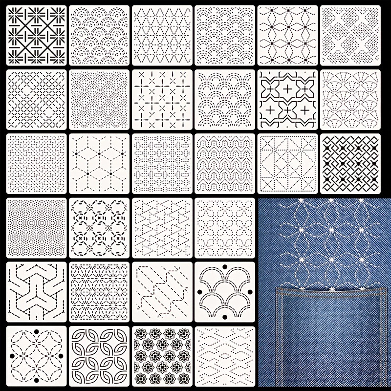 30Pcs Embroidery Templates DIY - Embroidery Free Pattern 评论和价格