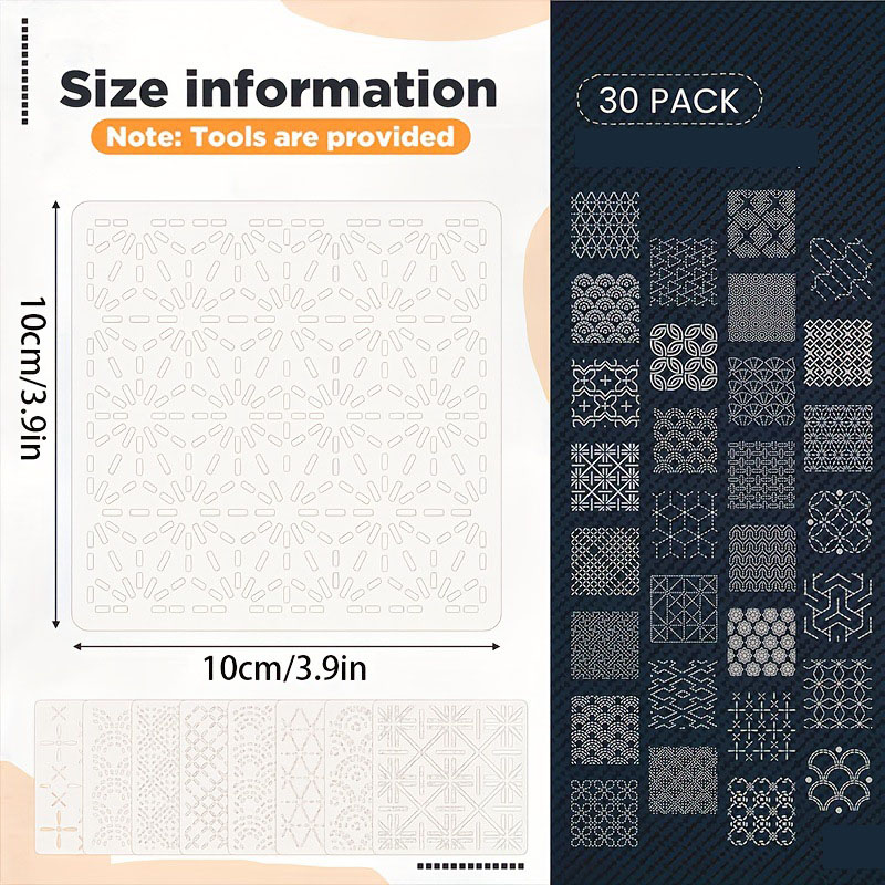 30Pcs Embroidery Templates DIY - Embroidery Free Pattern 评论和价格