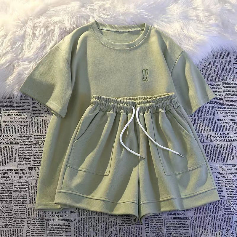 Women Short Sleeve Shorts Spor - Embroidery Blouse 评论和价格
