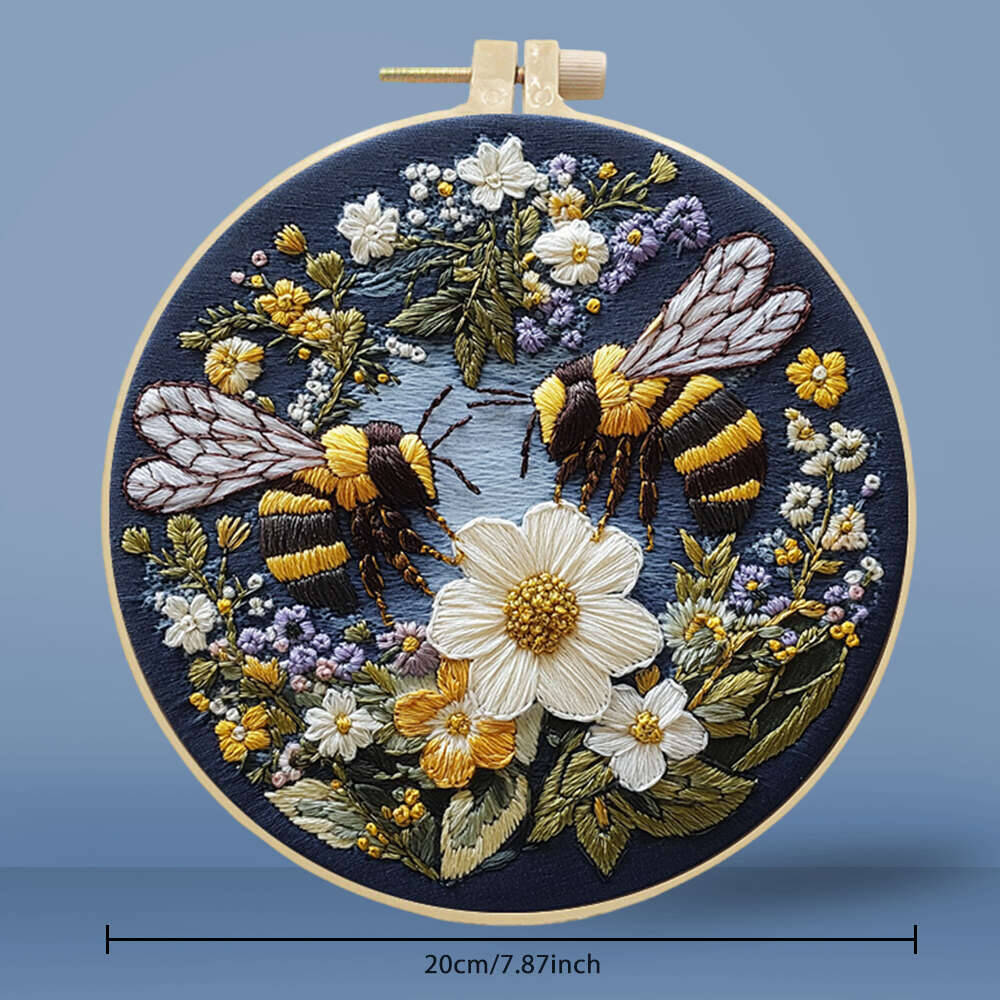 1Pc Bees Flower Embroidery Kit - Embroidery Whale 评论和价格