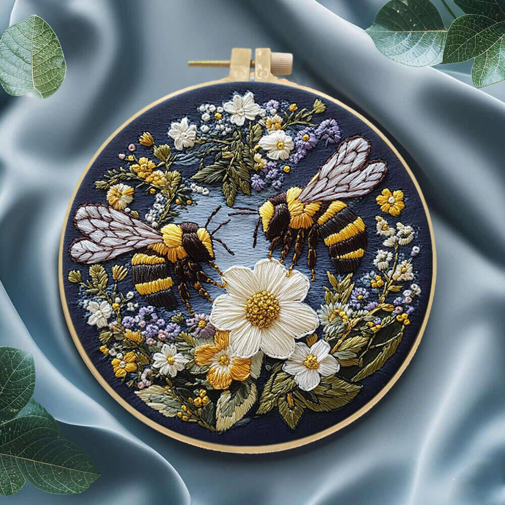 1Pc Bees Flower Embroidery Kit - Embroidery Whale 评论和价格
