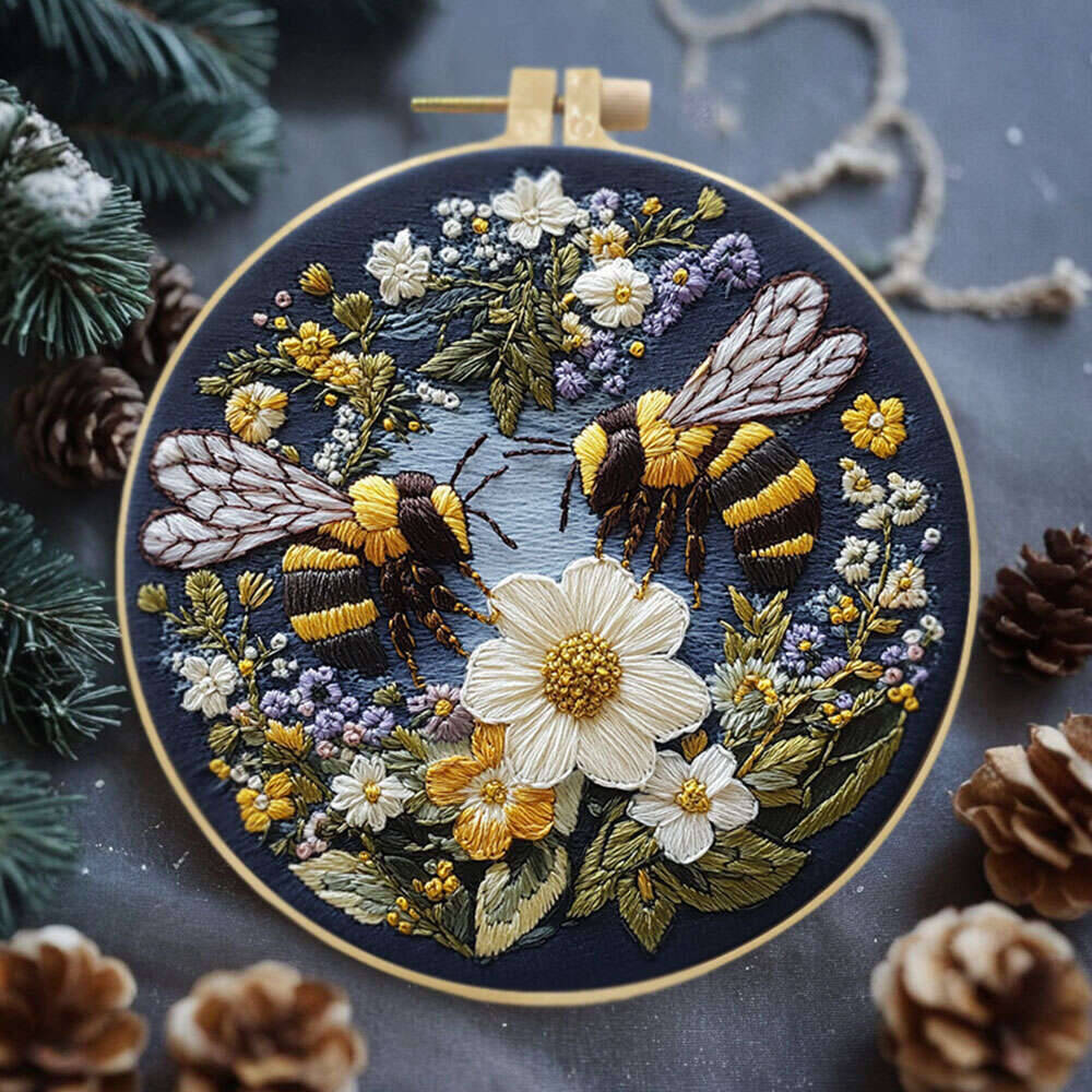 1Pc Bees Flower Embroidery Kit - Embroidery Whale 评论和价格