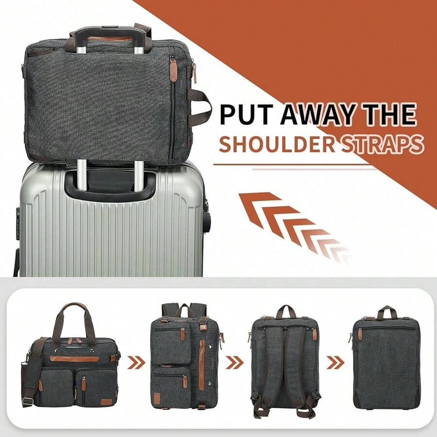 Canvas Laptop Backpack 3-In-1  - Embroidery Computer 评论和价格