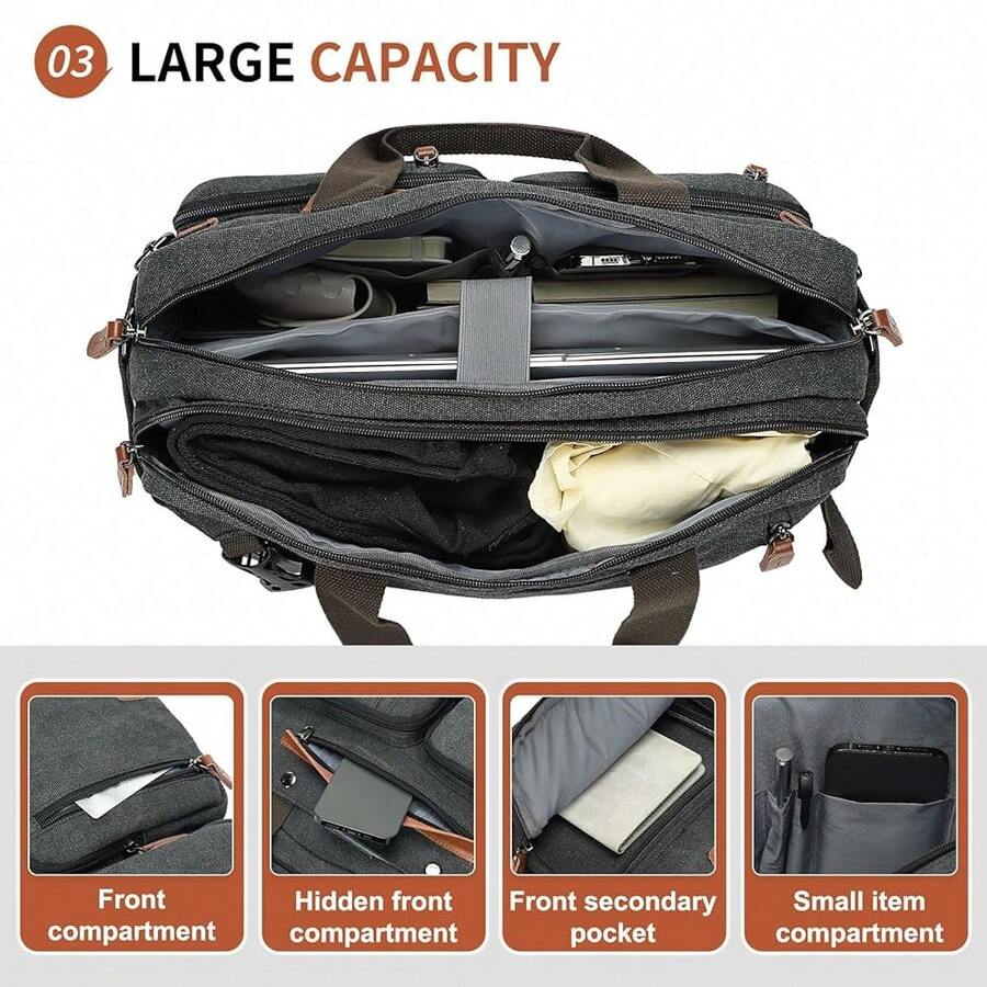 Canvas Laptop Backpack 3-In-1  - Embroidery Computer 评论和价格