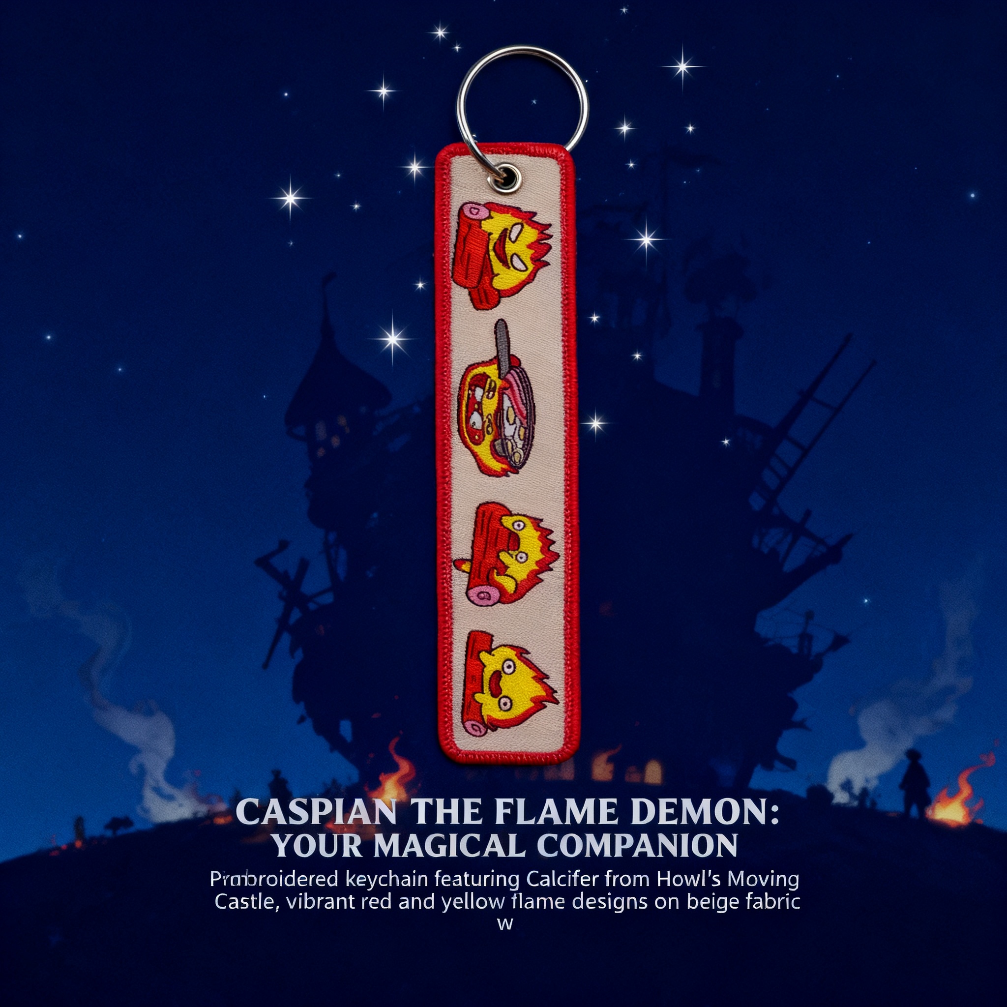 Anime Fire Embroidery Key Fobs - Embroidery Gift 评论和价格