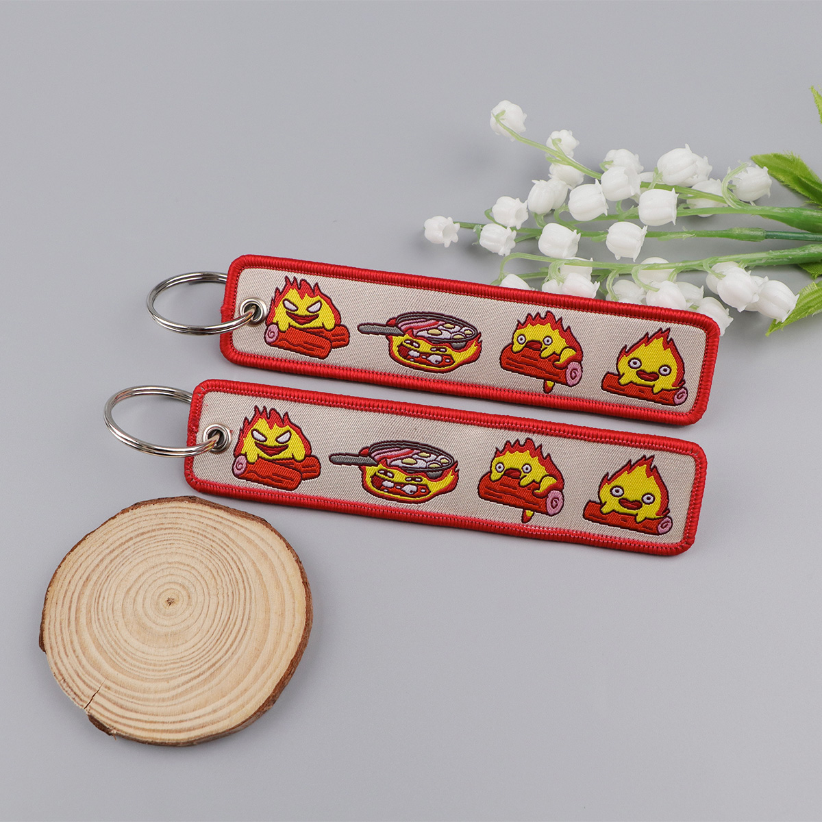 Anime Fire Embroidery Key Fobs - Embroidery Gift 评论和价格