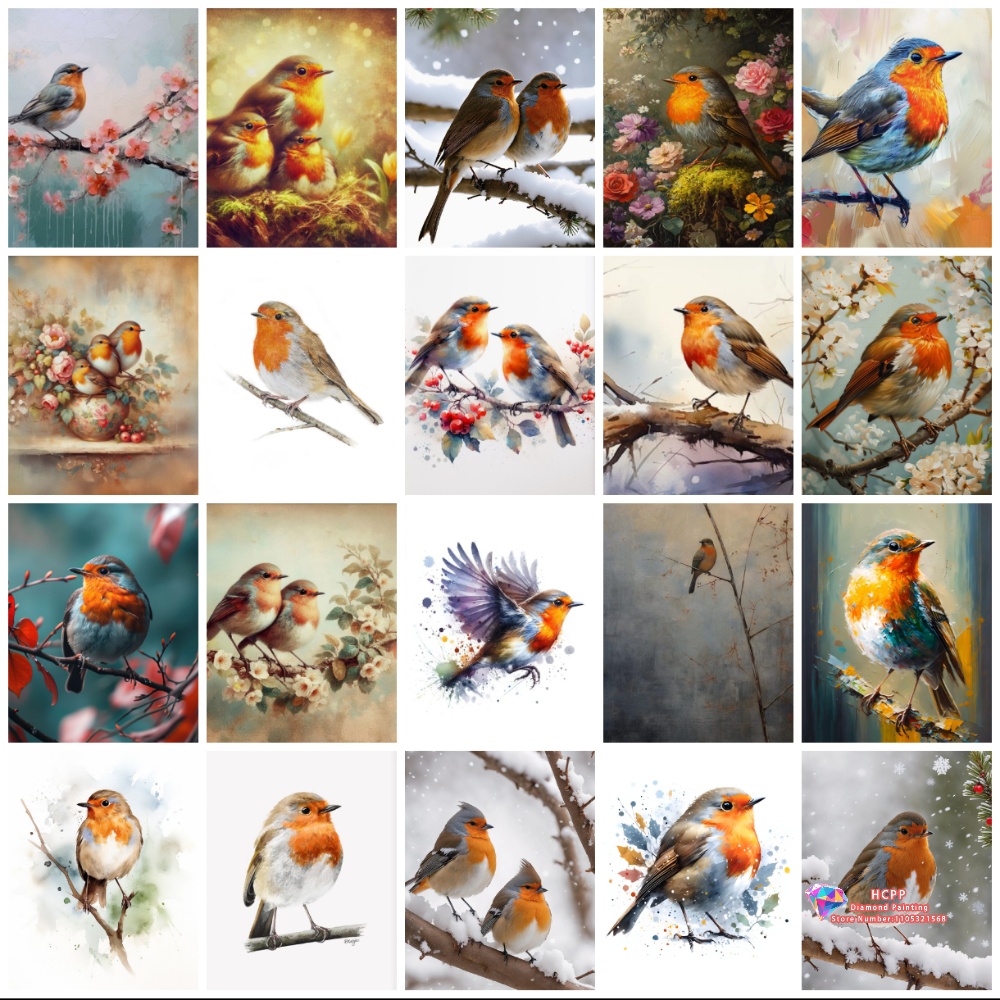 unframe Robin Bird Cute Robin  - Embroidery Handicraft 评论和价格