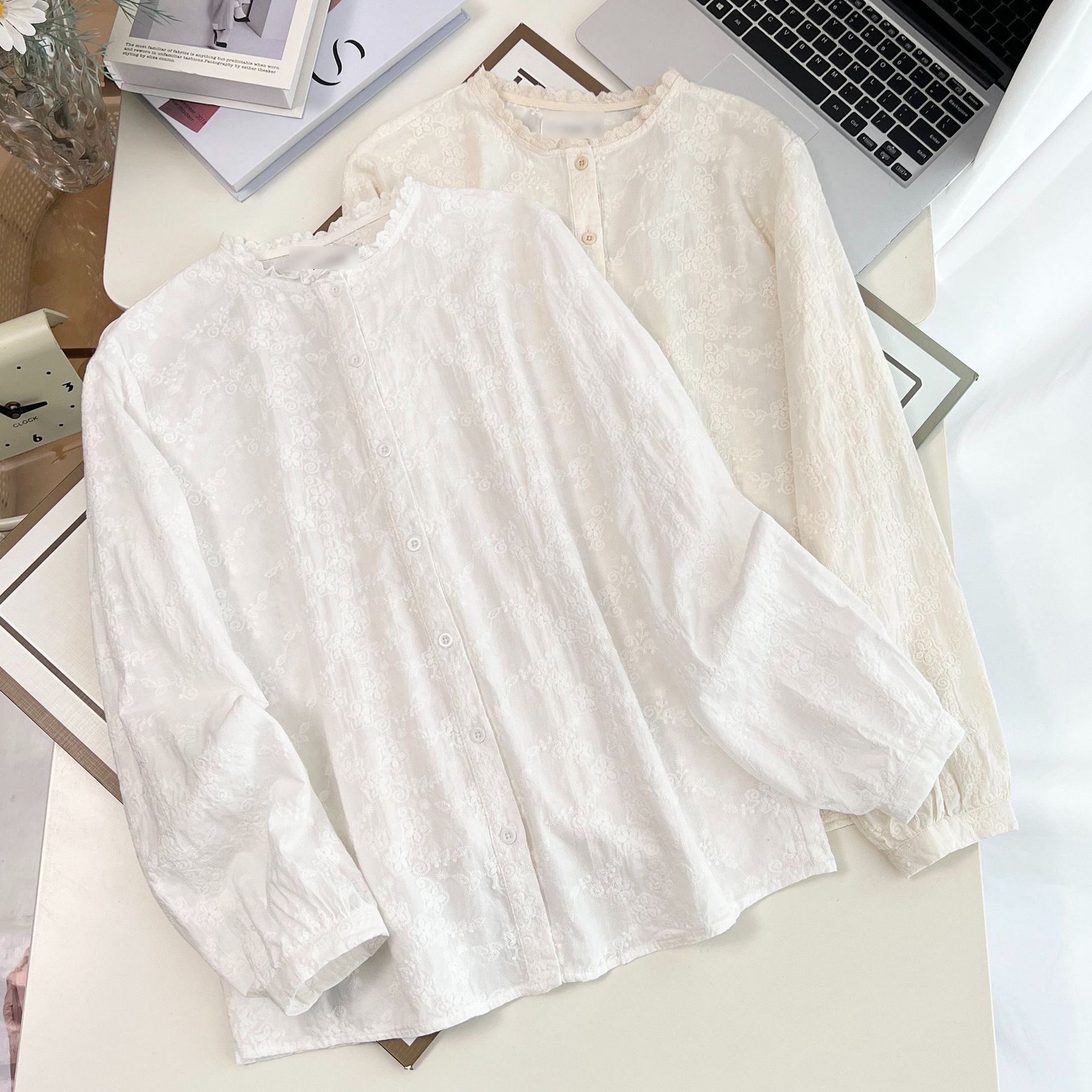Plus Size Women's Blouses 2025 - Embroidery Cotton Shirt 评论和价格