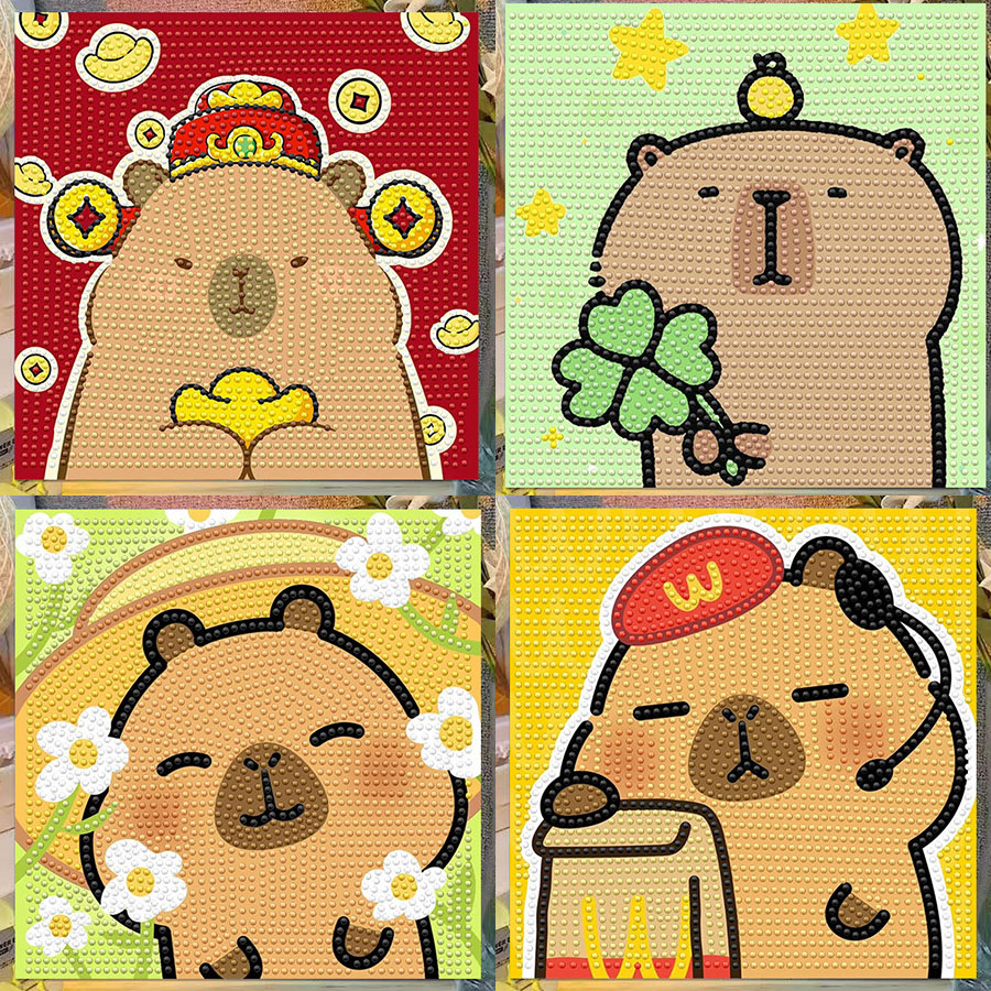 Cartoon Capibala Crystal Diamo - Embroidery Handicraft 评论和价格